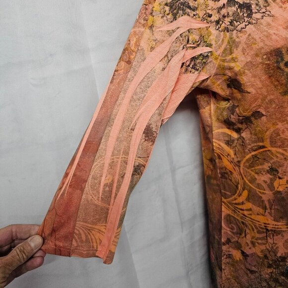 Only 9 Orange Pink Y2k Butterfly Forest Fairy Grunge Romantic Goth Tee Shirt M - Picture 4 of 12